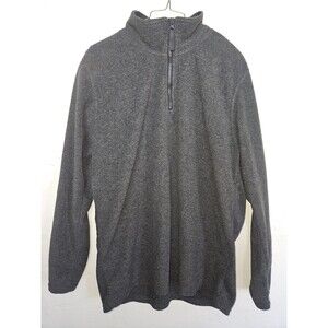 Identic Men's Gray 1/4 Zip Fleece Pullover Sweater, Size L